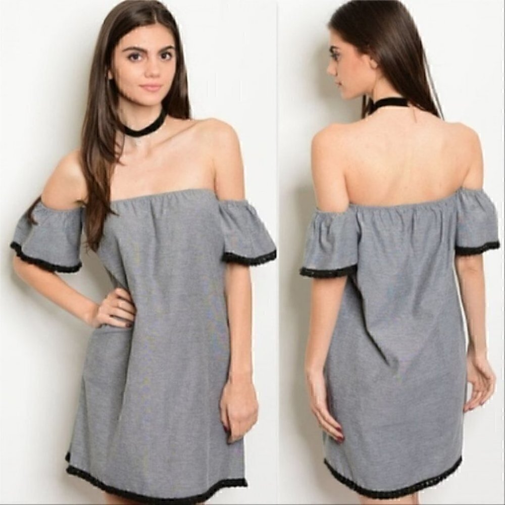 Sale!!! Gray Off Shoulder Tunic Dress
